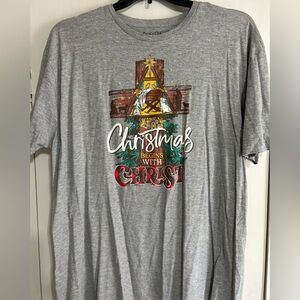 2X Love in Faith Gray Christmas Graphic T-Shirt